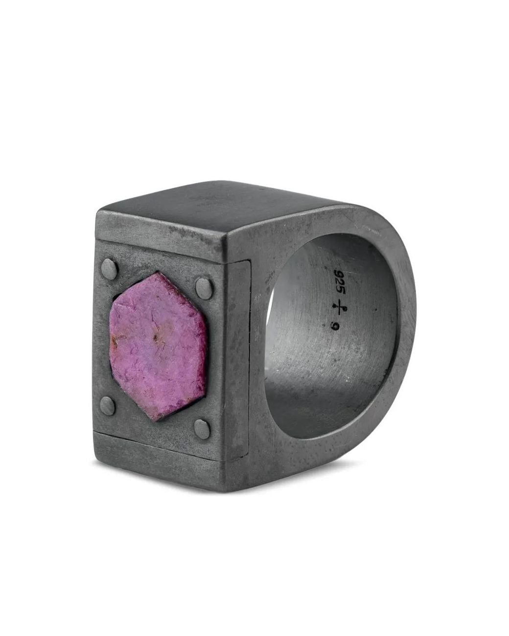 Parts Of 4 Gray Sterling Plate Ruby Ring
