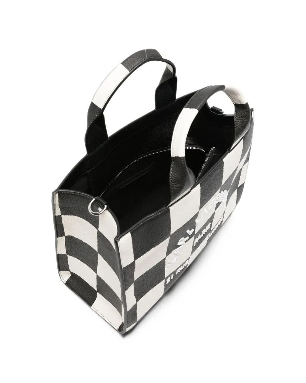 Karl Lagerfeld Black Checkerboard-Print Tote Bag