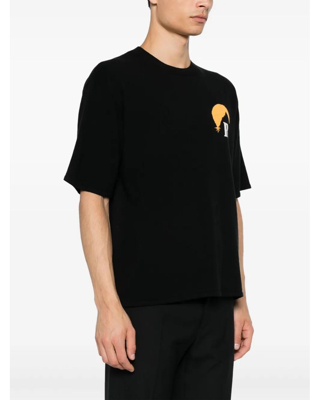 Rhude Black Moonlight Intarsia-Knit T-Shirt for men