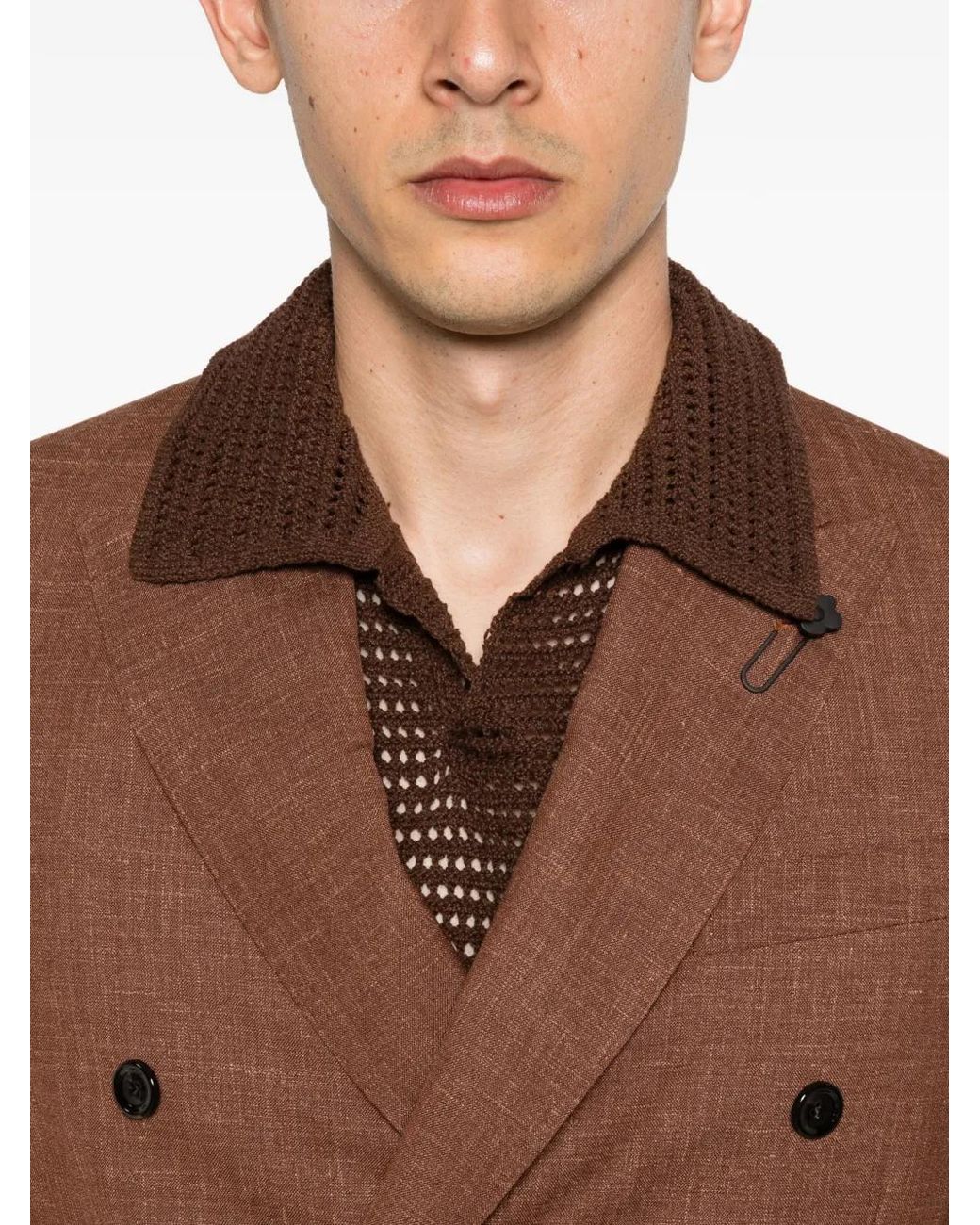 Lardini Brown Blazer À Boutonnière Croisée for men