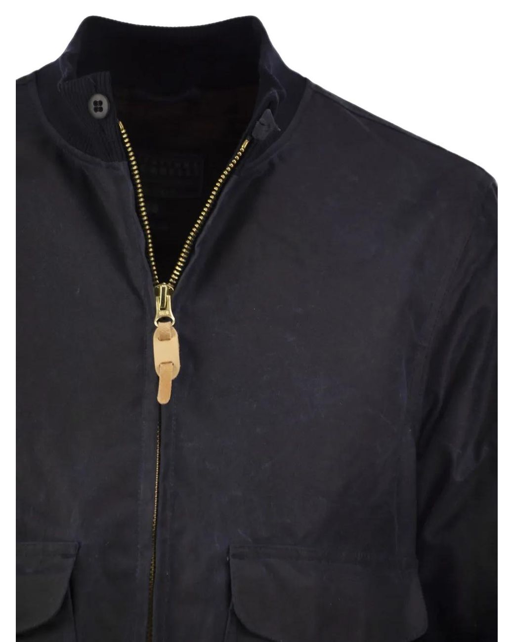 Ceccarelli Blue Waxed Cotton Bomber Jacket for men