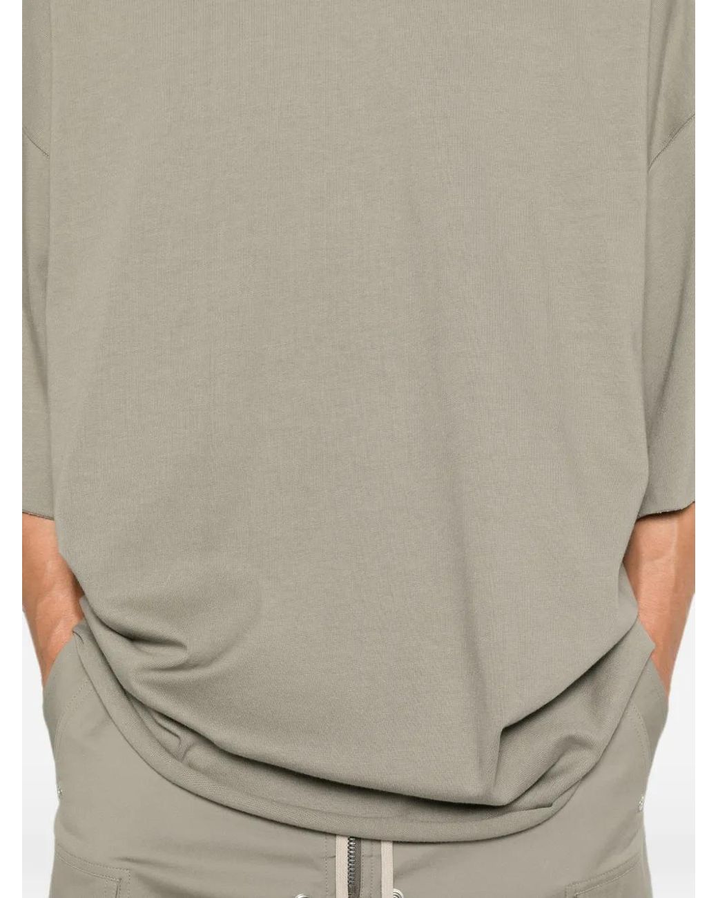 Rick Owens Gray Raw-Edge T-Shirt for men