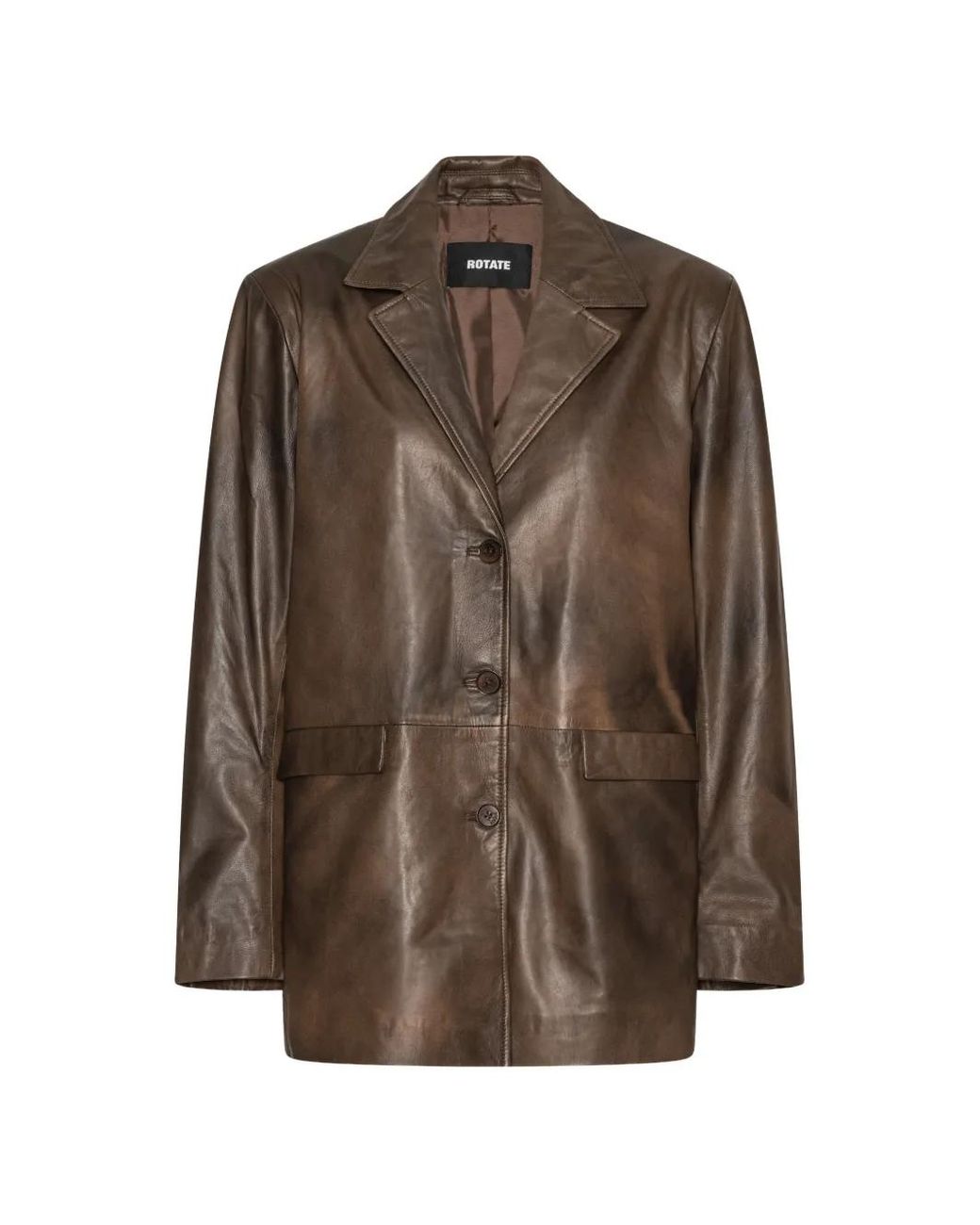 ROTATE BIRGER CHRISTENSEN Brown Leather Blazer