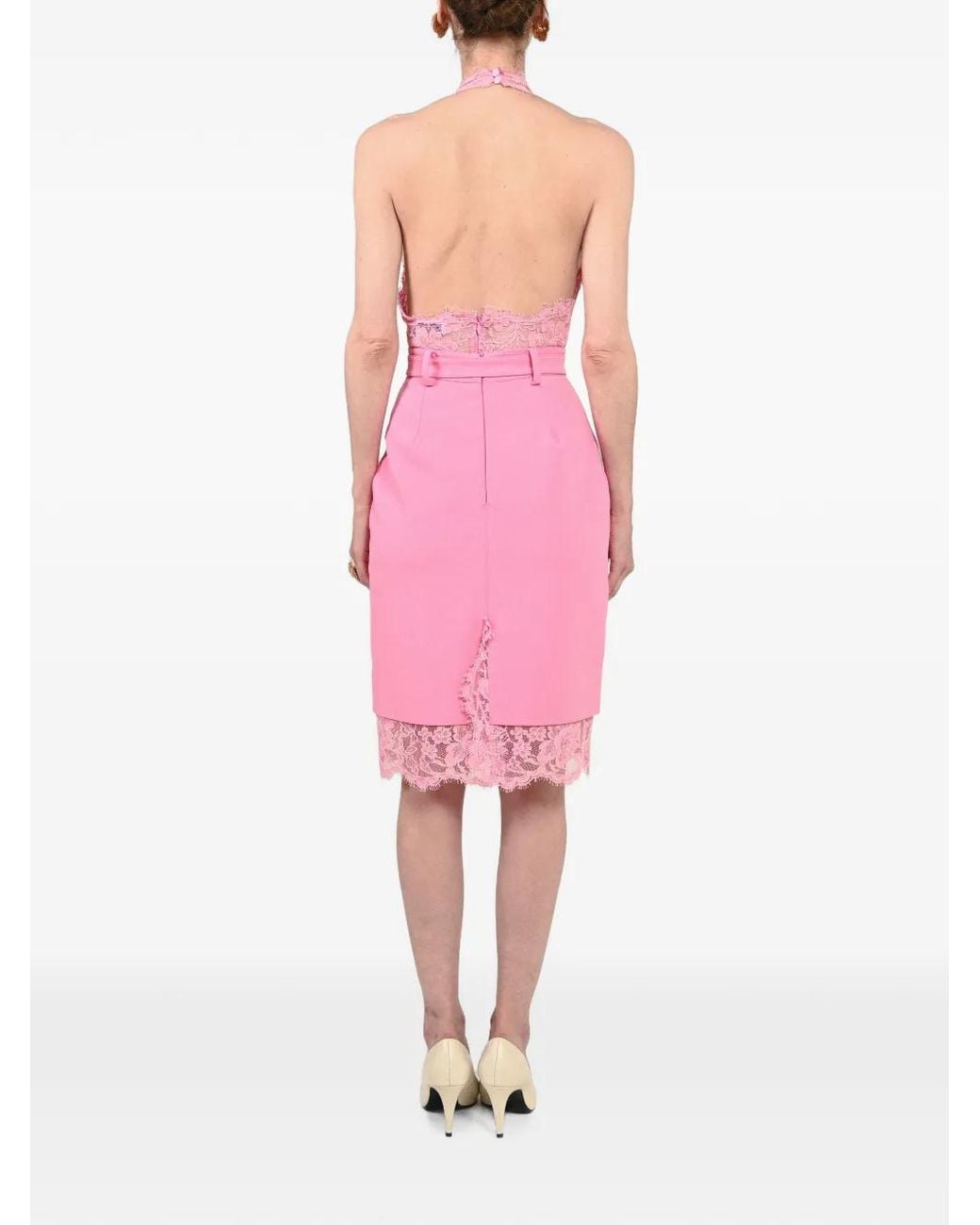 ROWEN ROSE Pink Body En Dentelle À Dos Nu