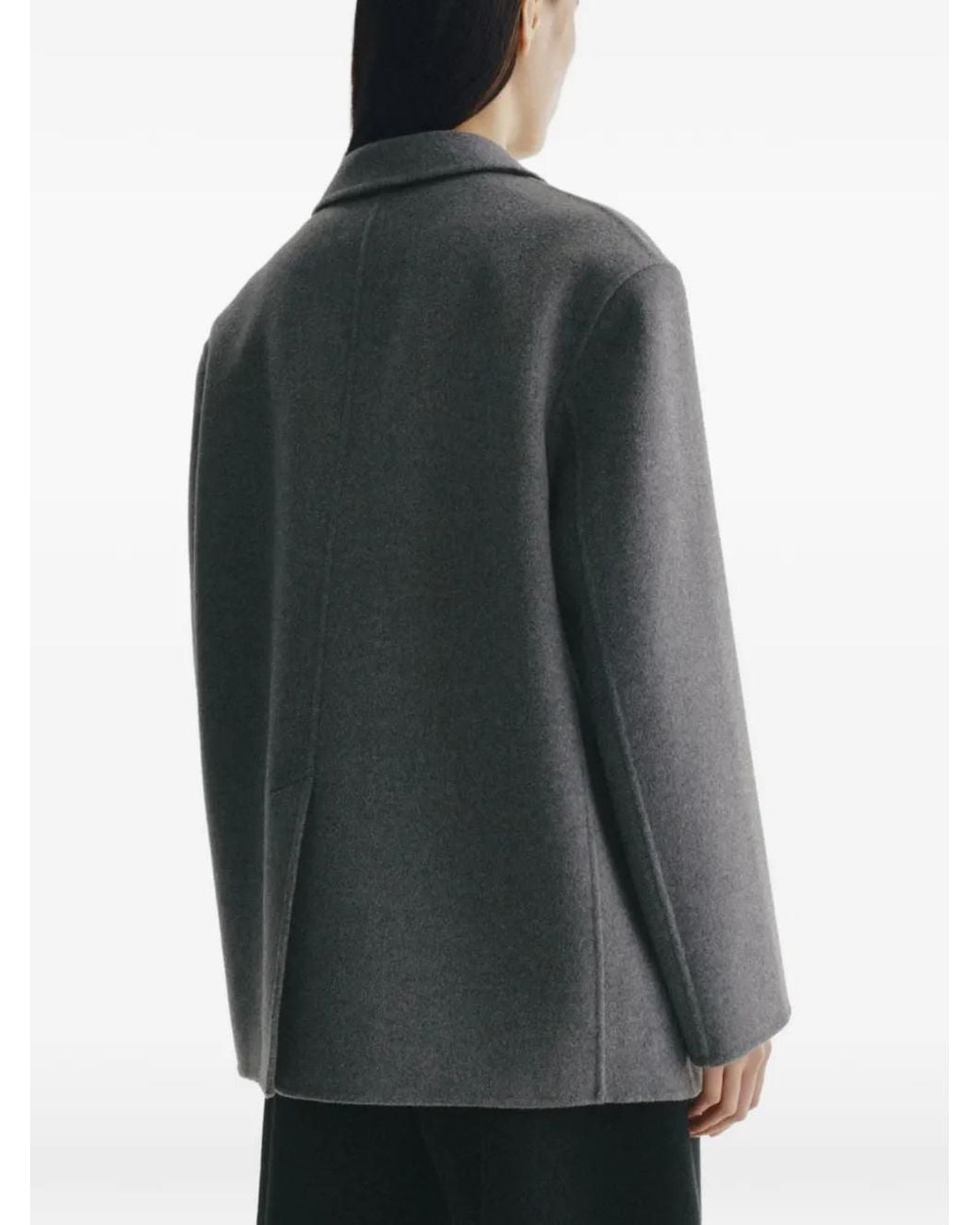 Lisa Yang Gray Notched-Lapels Patch-Pocket Jacket