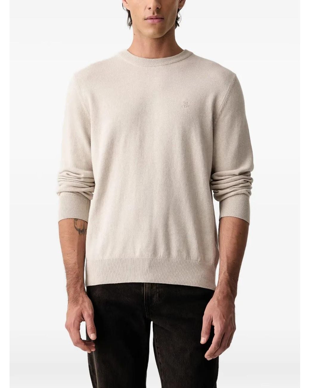 Marc O' Polo Natural Logo-Embroidered Crew-Neck Sweater for men