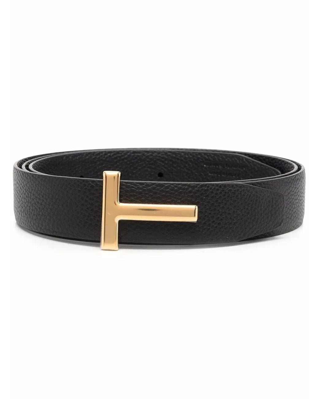 Tom Ford Black Logo-Buckle Leather Belt for men