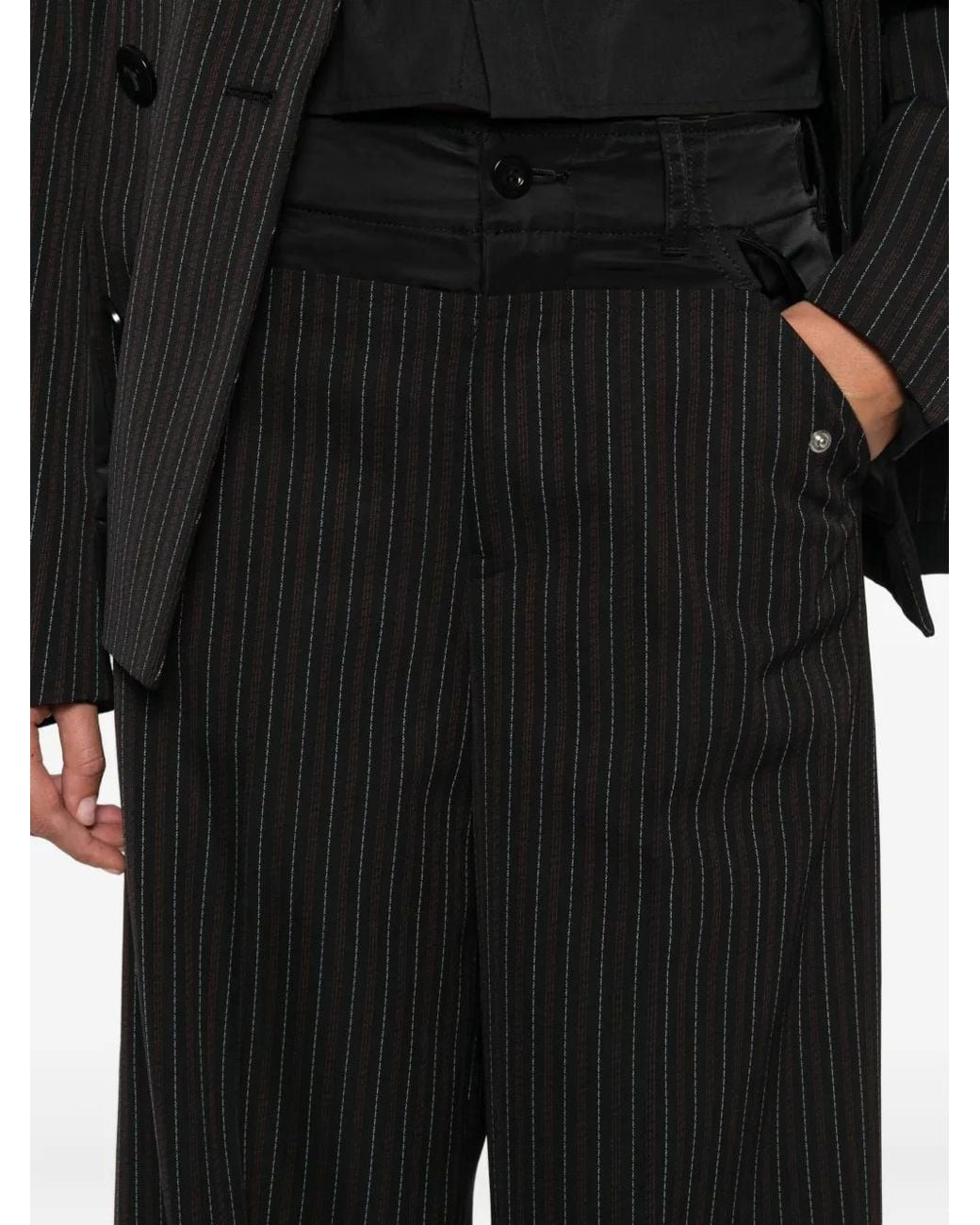 Sacai Black Pinstripe Pocket Trousers
