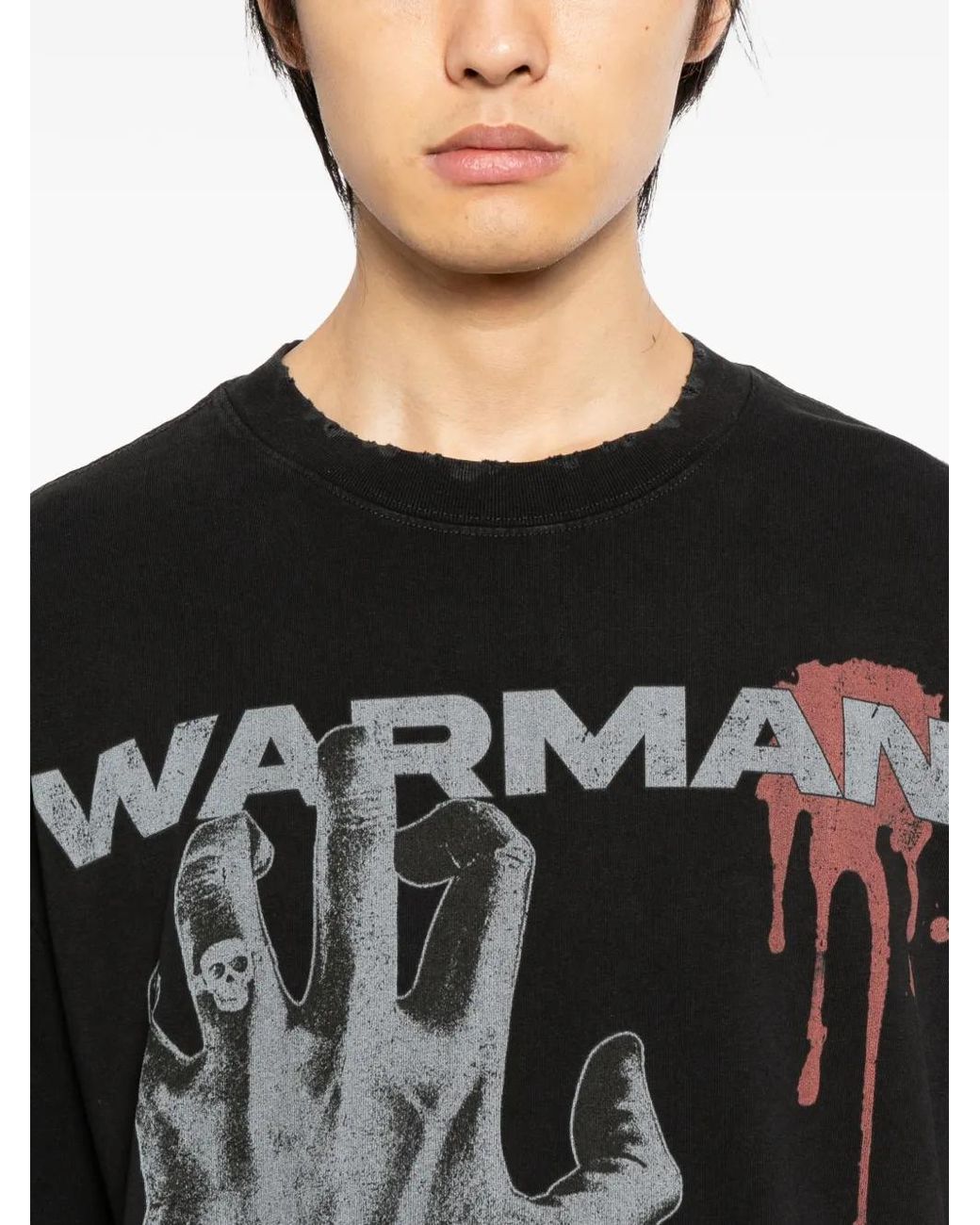 WARMAN Black Graphic-Print T-Shirt for men