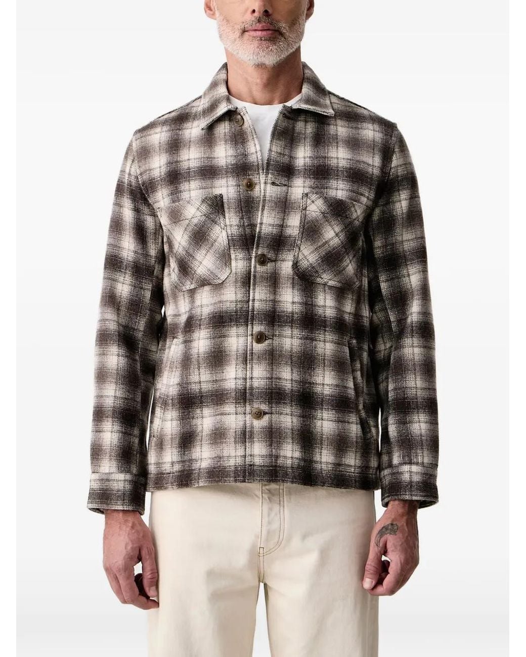 Lindbergh Brown Check-Pattern Button-Up Jacket for men