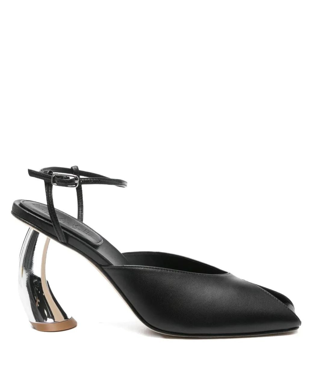 A.W.A.K.E. MODE Black 100Mm Curved-Heel Open-Toe Mules