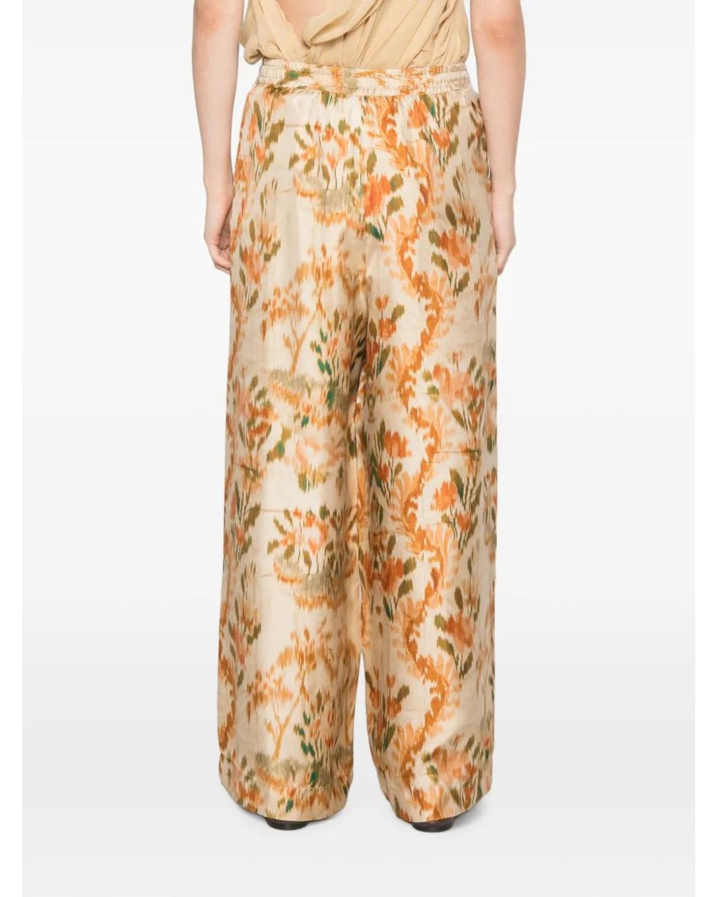Pierre Louis Mascia Metallic Ikat-Print Drawstring-Fastening Palazzo Pants