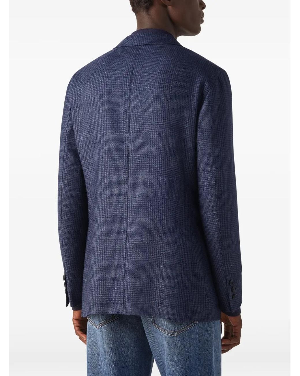 Zegna Blue Checked Blazer for men