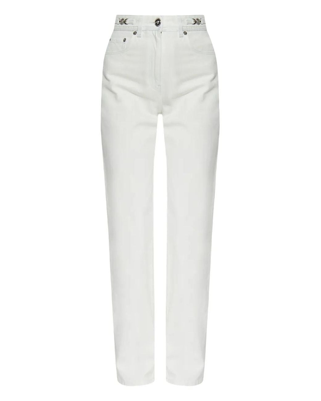 Versace White Medusa-Plaque Jeans