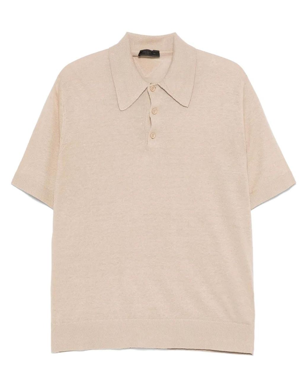 Prada Natural Fine-Knit Polo Shirt for men