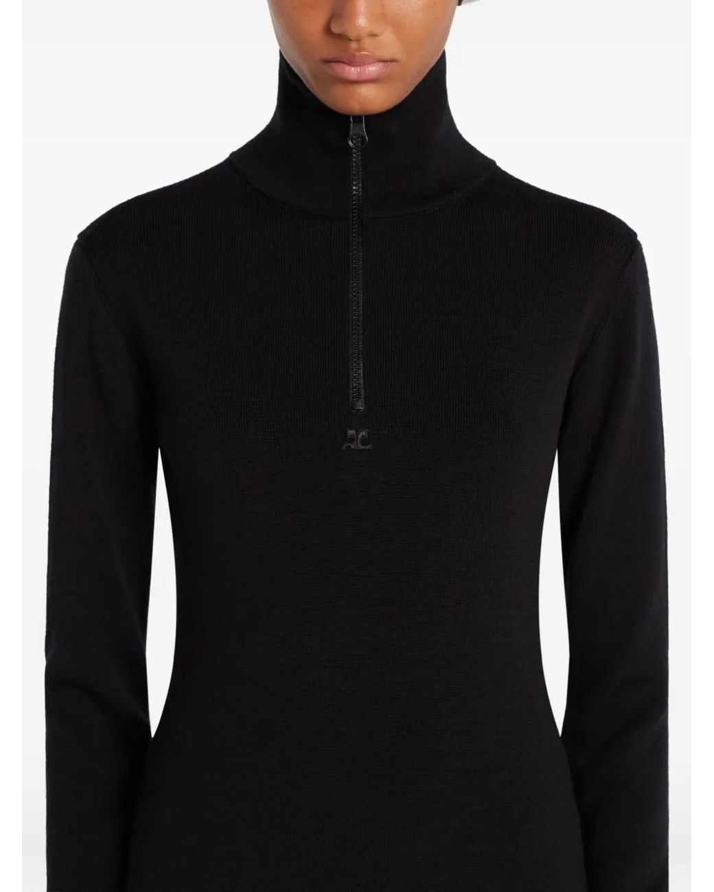 Courreges Black Zip-Closure Jersey Dress