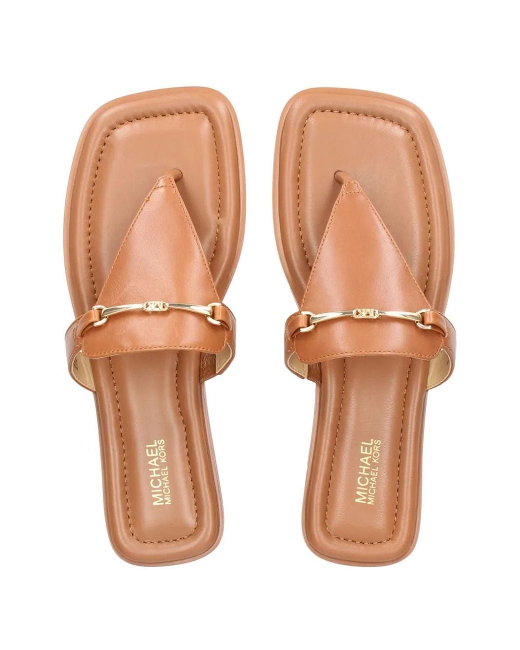 MICHAEL Michael Kors Brown Logo-Plaque Flip-Flops