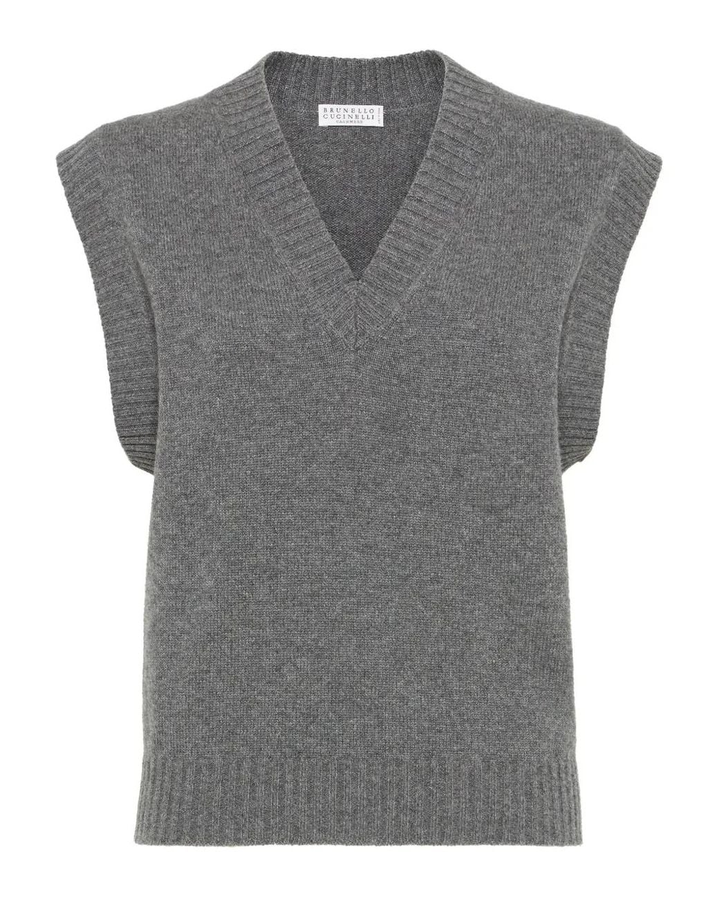 Brunello Cucinelli Gray Cashmere Sweater Vest With Monili
