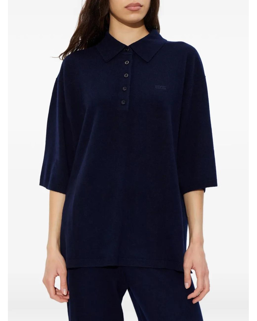 Gestuz Blue Short-Sleeve Polo Top