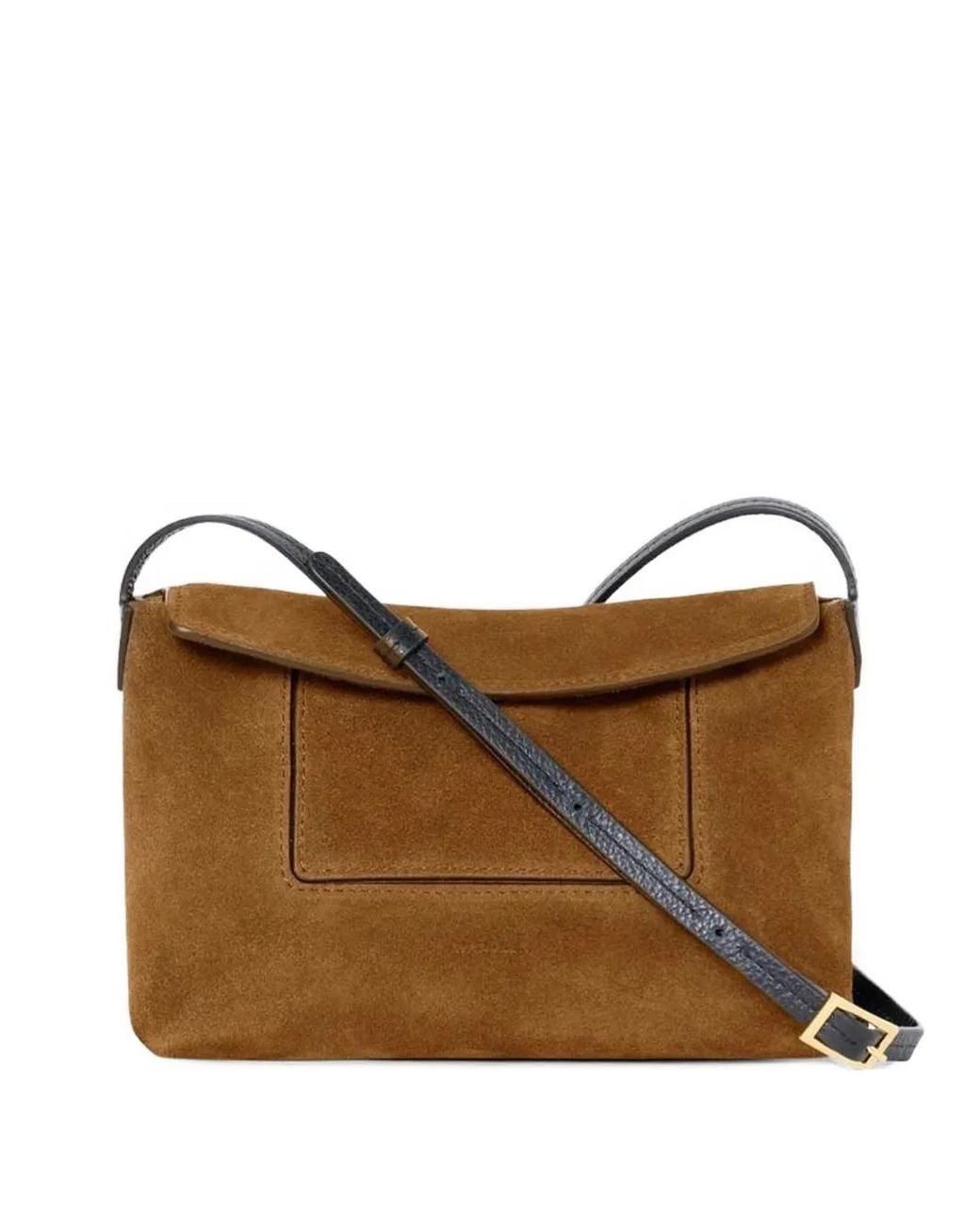 Wandler Brown Mini Penelope Suede Flap Shoulder Bag