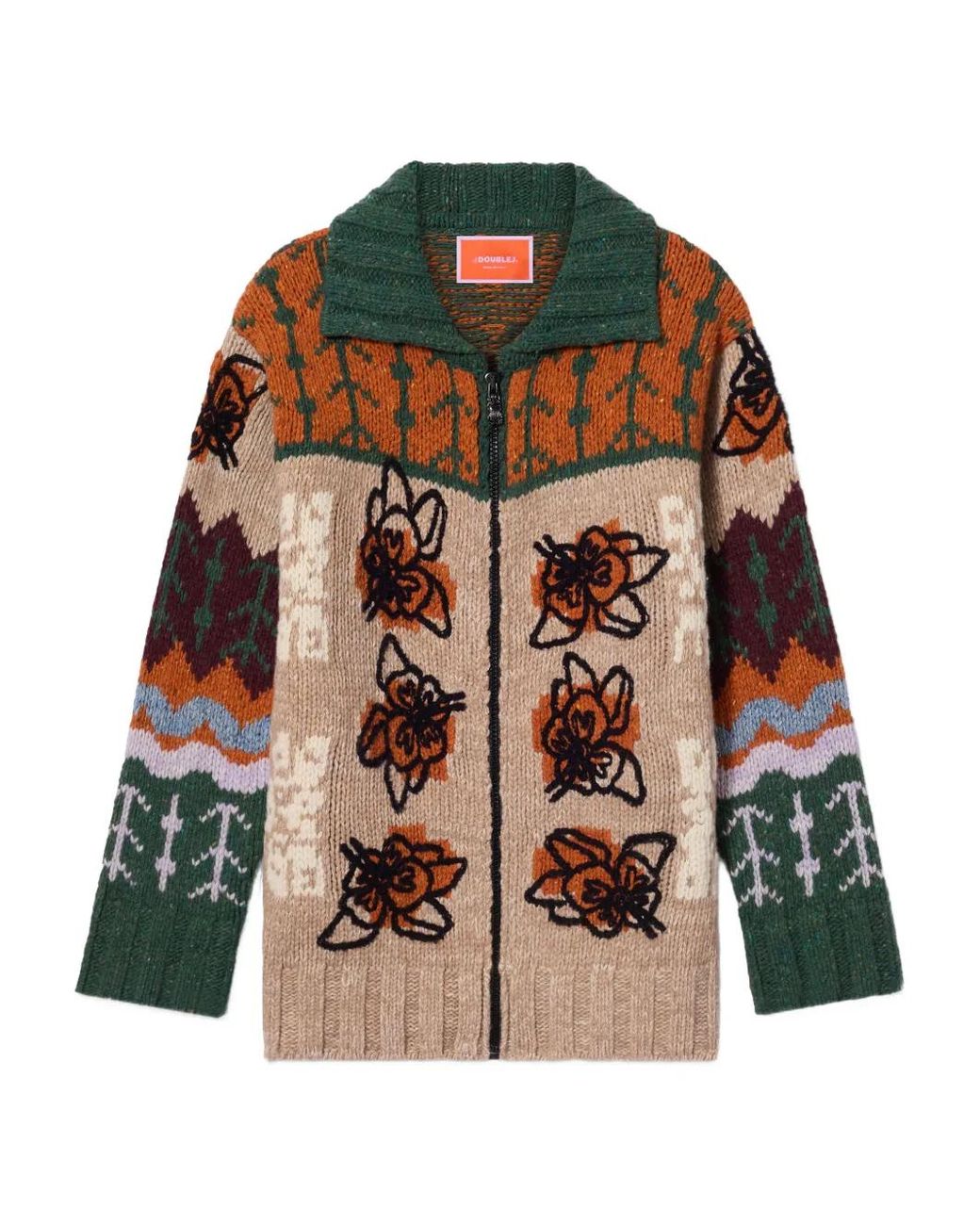 LaDoubleJ Green Embroidered 'Chalet' Cardigan
