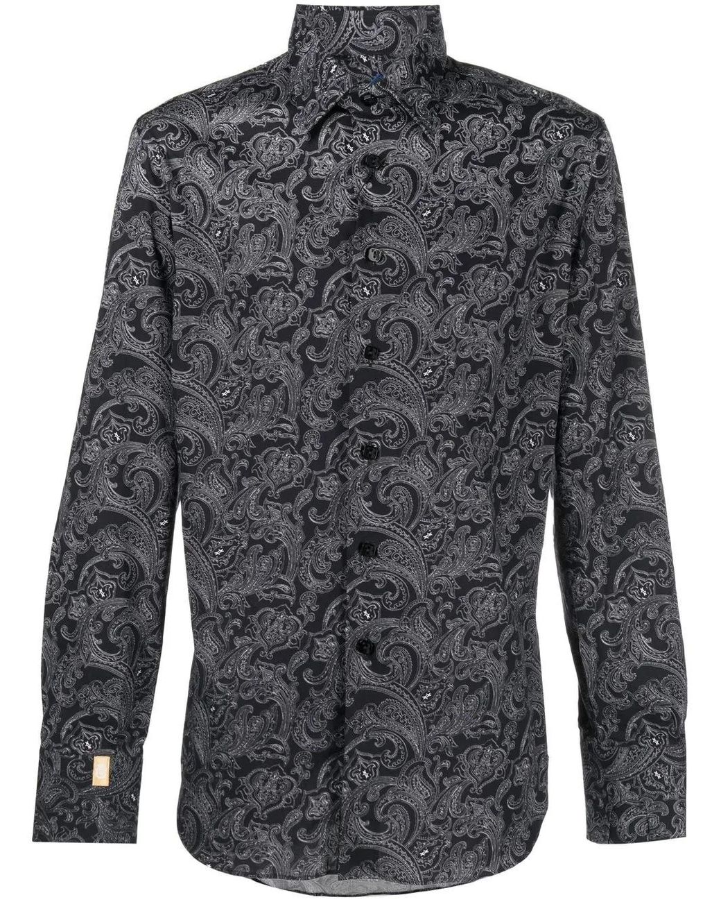 Billionaire Gray Paisley-Print Long-Sleeve Shirt for men