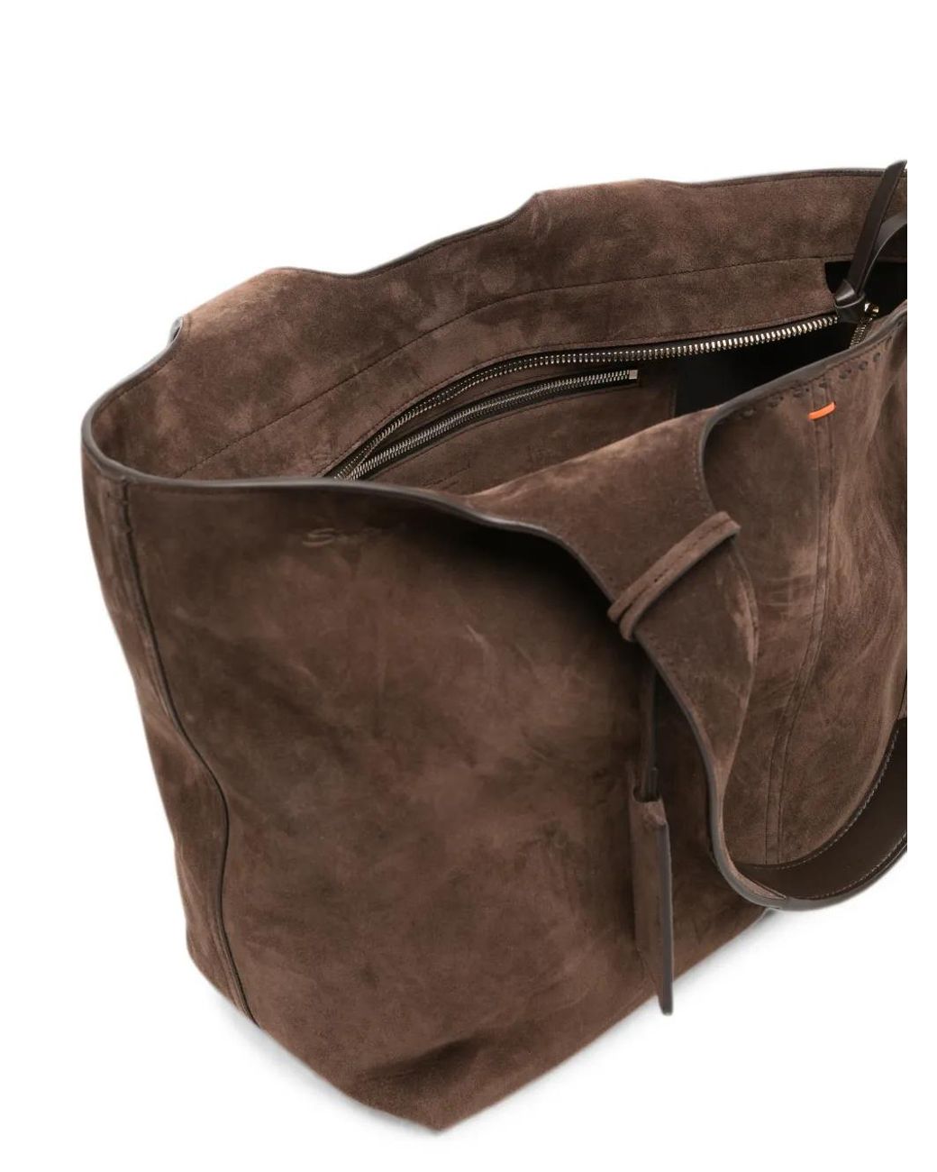 Santoni Brown Suede Tote Bag