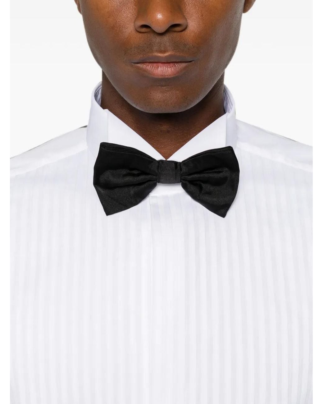 Truzzi White Pleated-Bib Wing-Collar Shirt for men