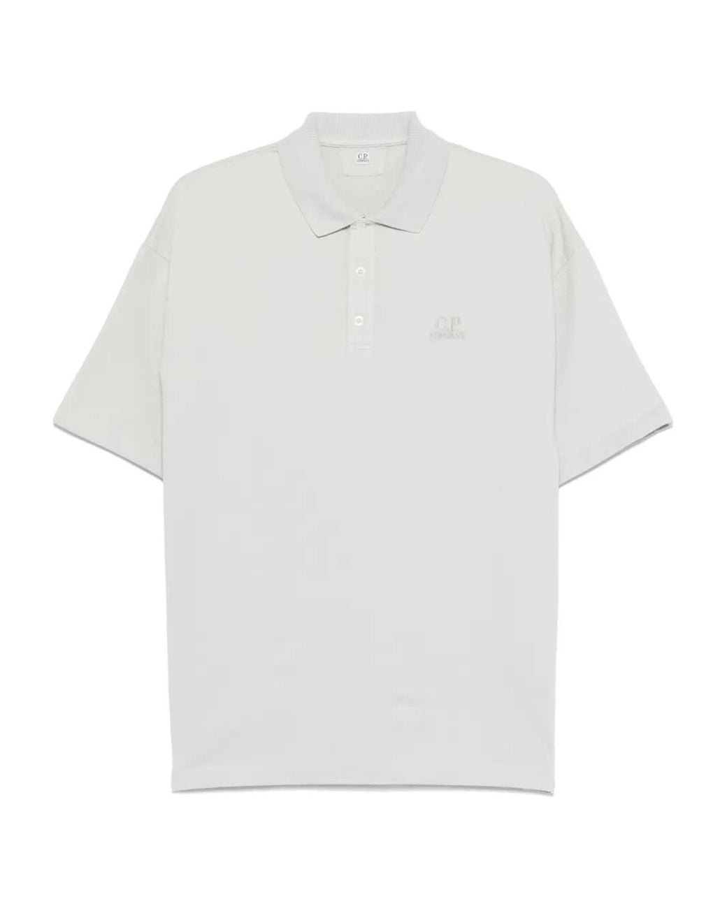 C P Company White Logo Cotton Polo Shirt for men