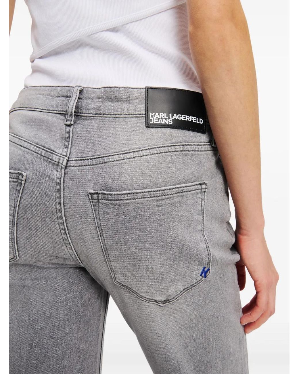 Karl Lagerfeld Gray Mid-Rise Slim-Cut Jeans