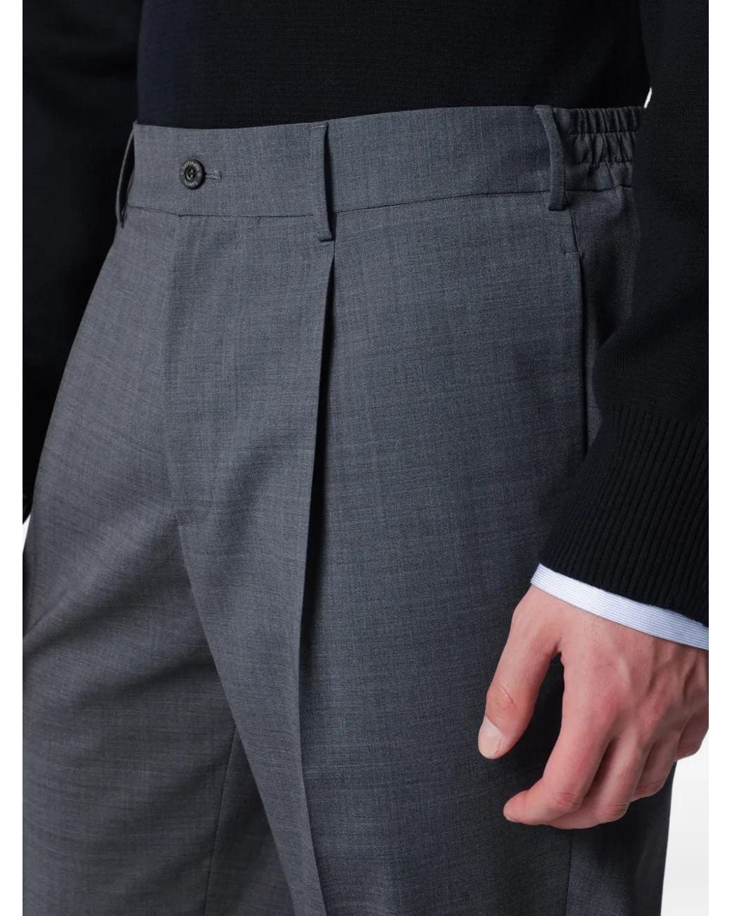 Santaniello Black Irno Pleated Trousers for men