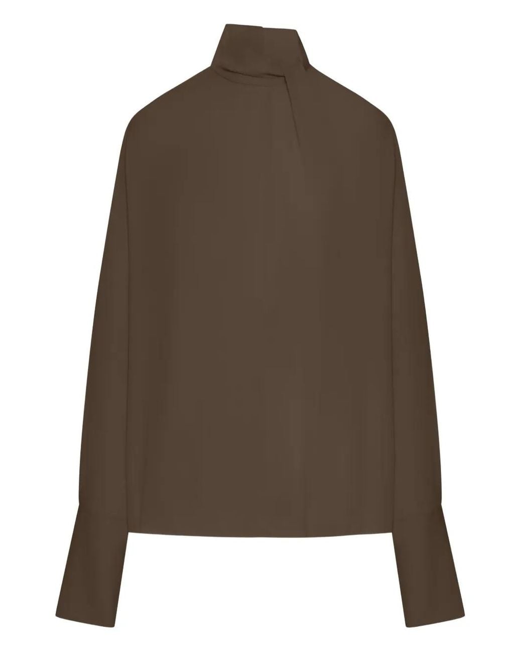 Tom Ford Brown Long-Sleeved Silk Georgette Blouse