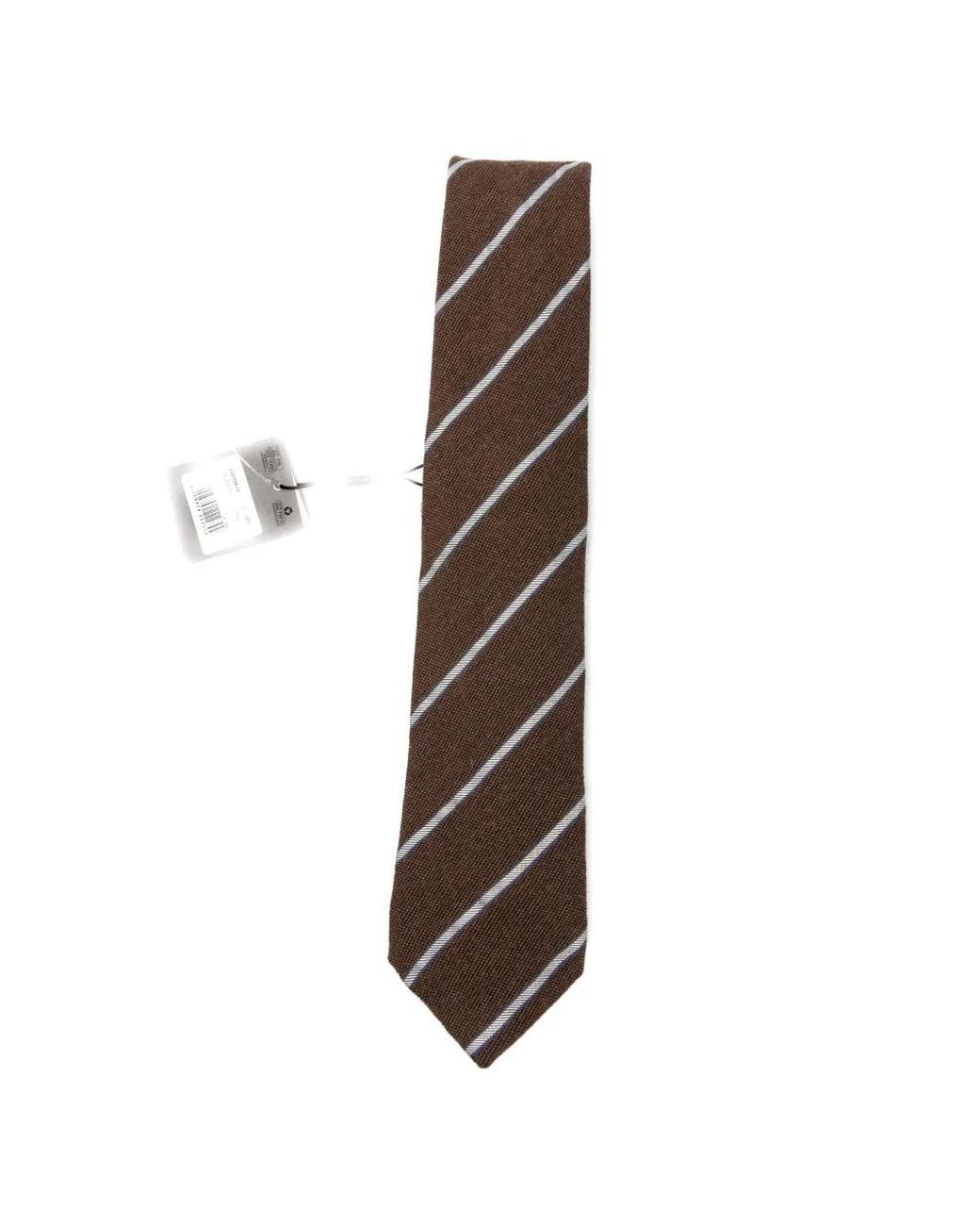 Corneliani White Stripe-Pattern Tie for men