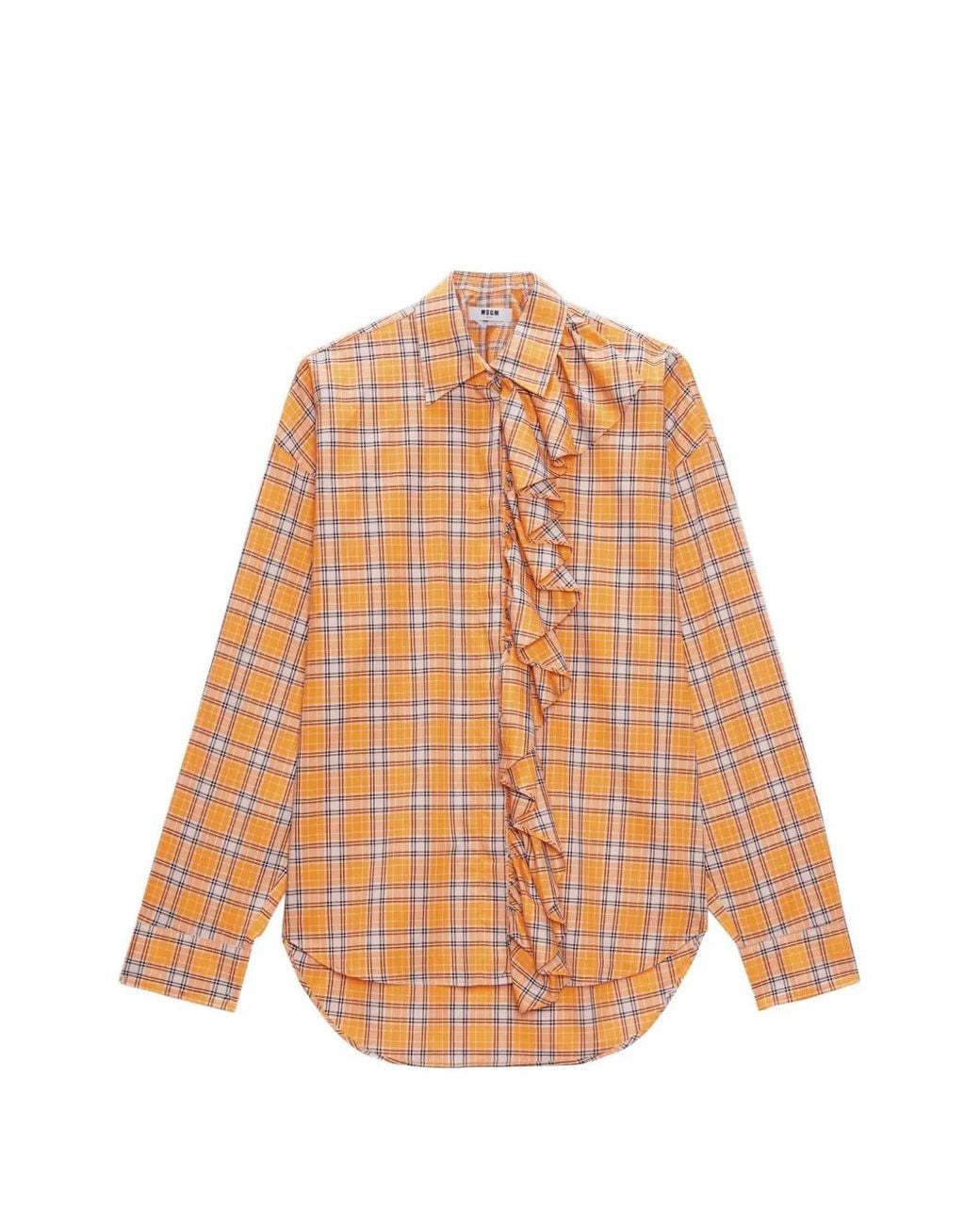 MSGM Orange Hemd Mit Rüschen