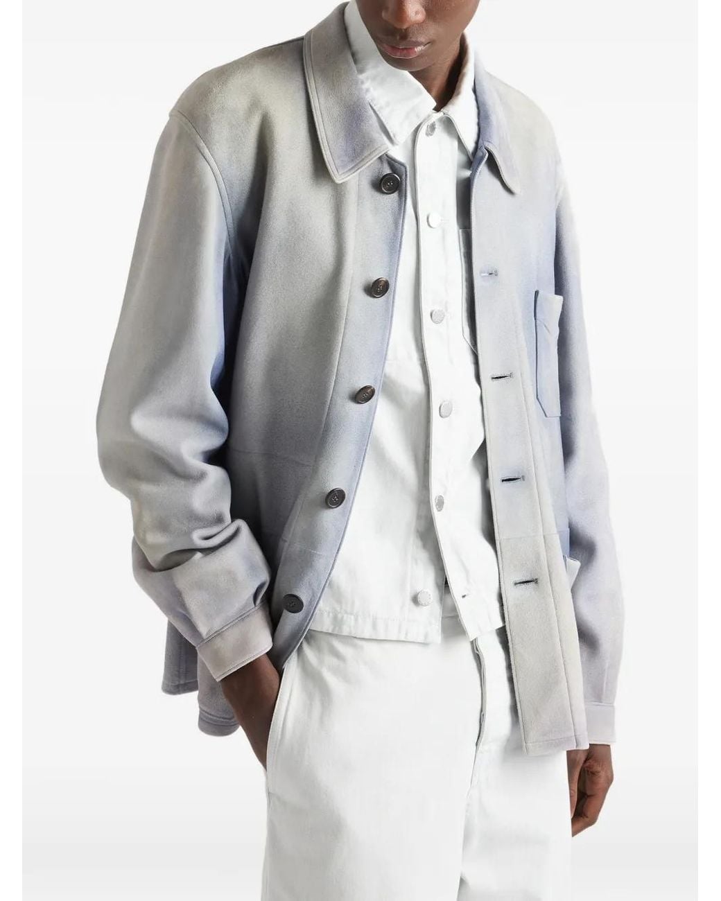 Prada Gray Veste En Daim Caban for men