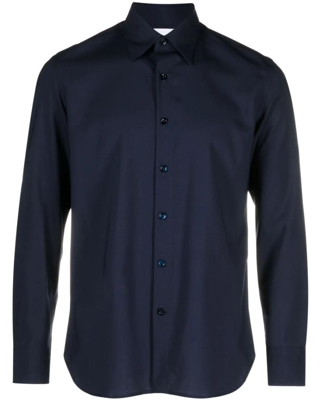 PT Torino Blue Straight-Point Collar Wool Shirt for men