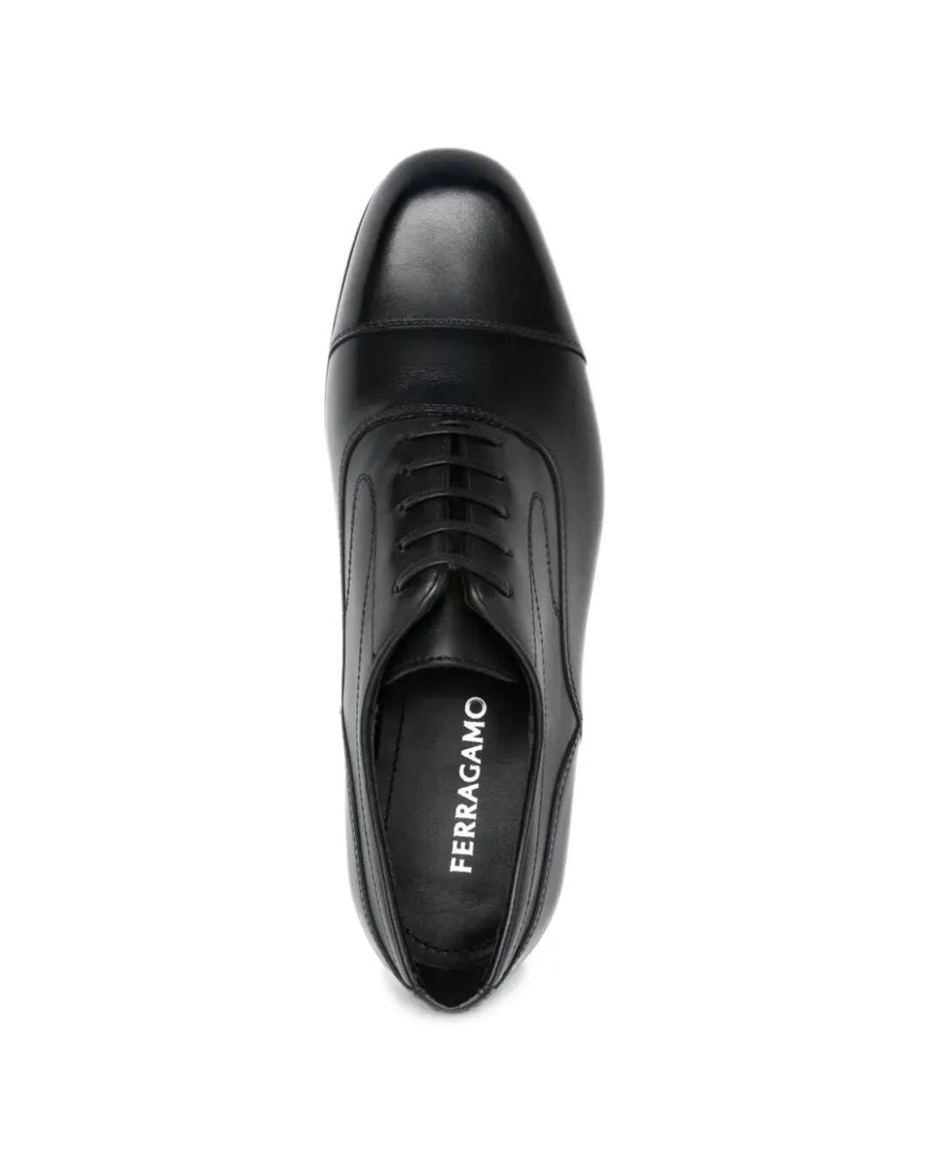 Ferragamo Black Trinity Cap-Toe Oxford Shoes for men