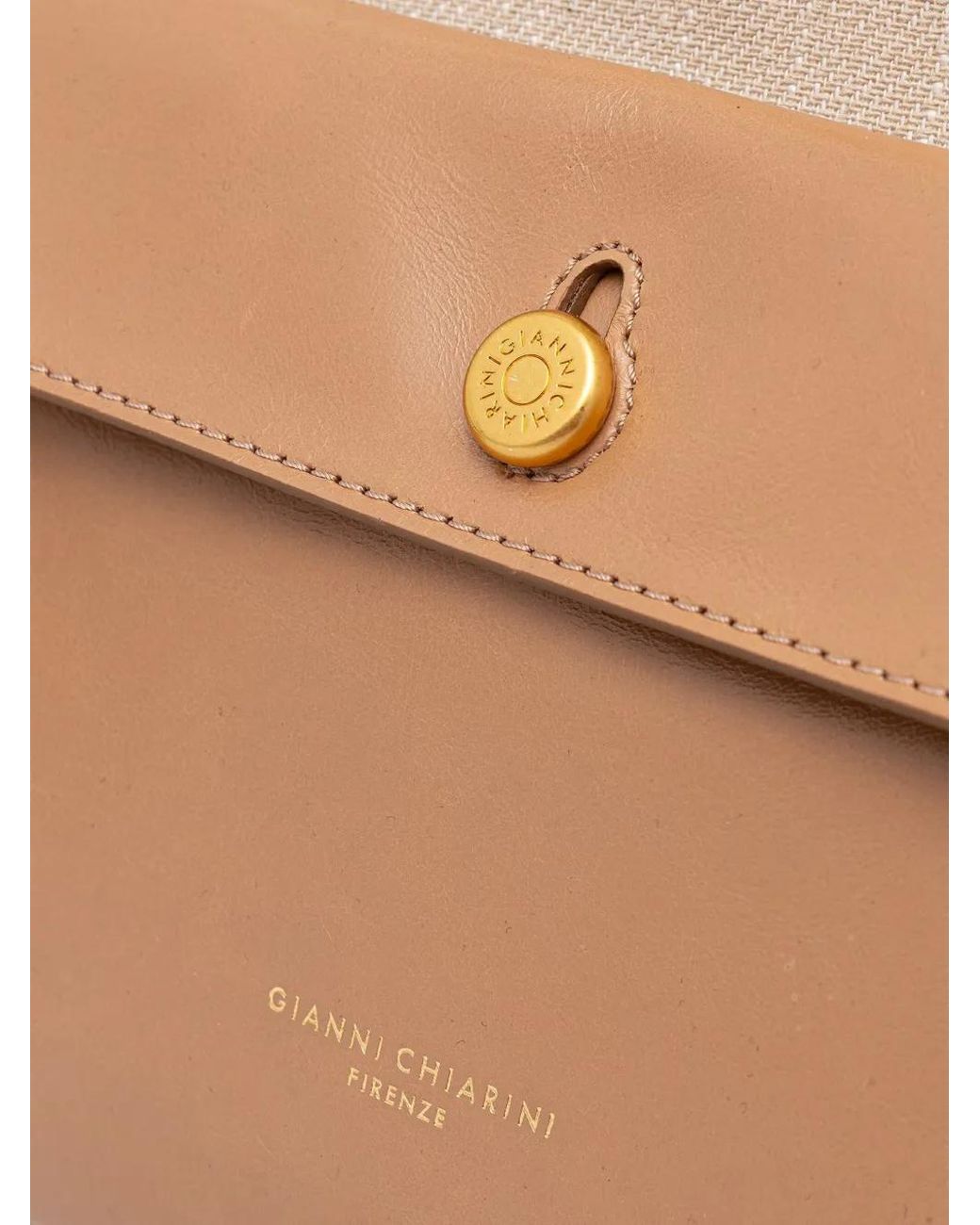 Gianni Chiarini Natural Cher Leather-Trim Canvas Tote Bag
