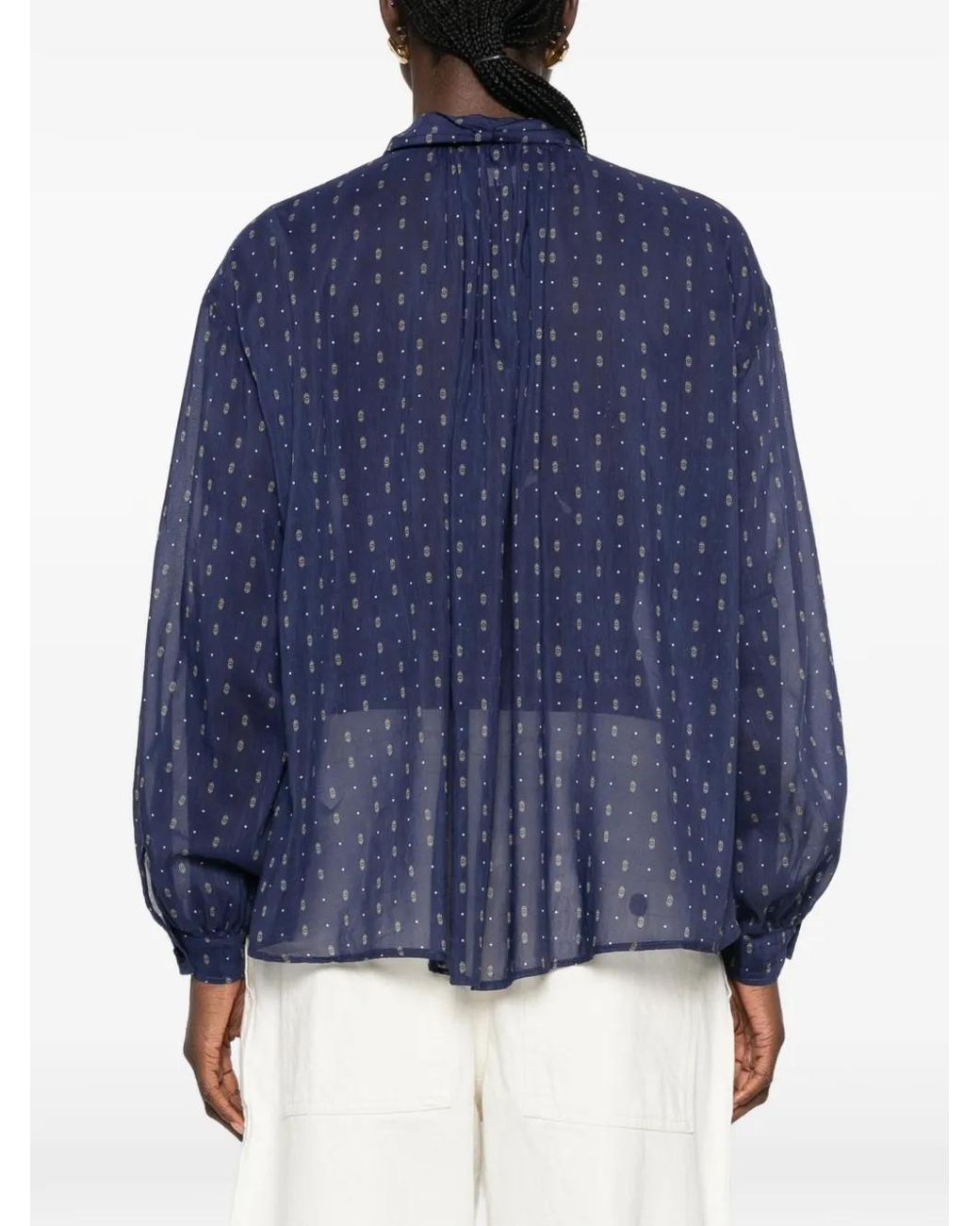 Forte_forte Blue Chemise Fluide Imprimé À Cravate