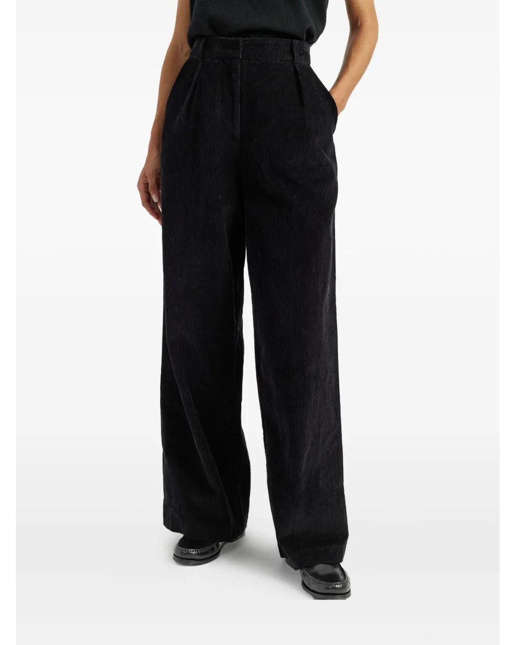 Chinti & Parker Black Pleated Corduroy Trousers