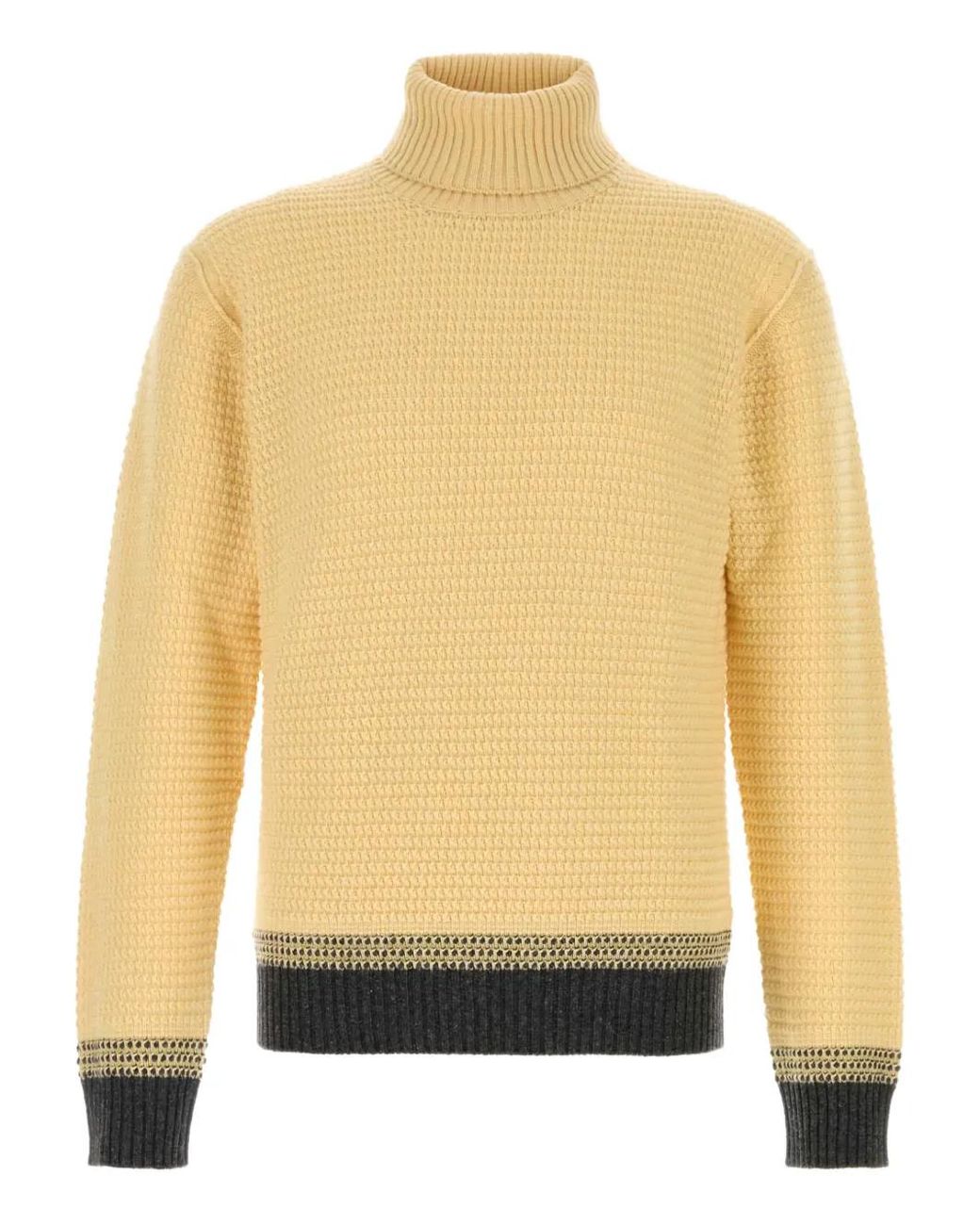 Zegna Yellow Roll-Neck Cashmere Sweater for men