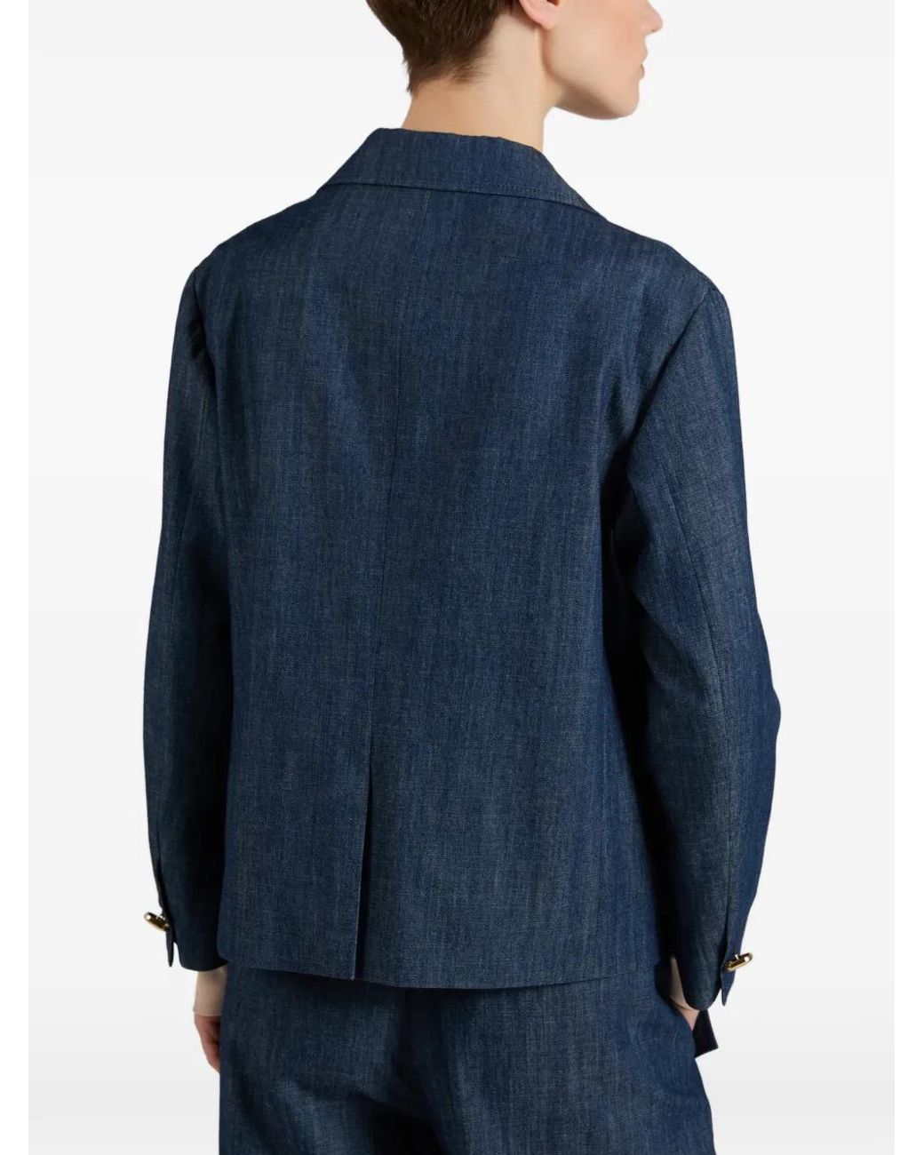 Slowear Blue Boxy-Fit Button-Fastening Blazer