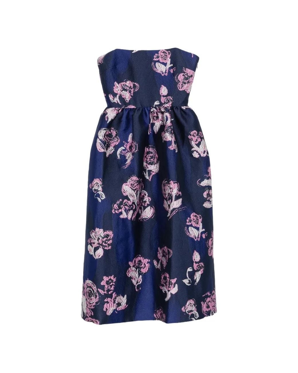 Stine Goya Blue Floral-Jacquard Flared Midi Dress