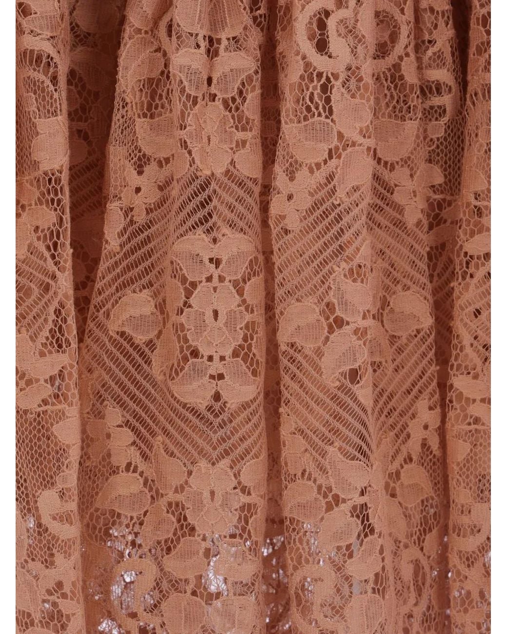 Elie Saab Brown Floral Cotton-Blend Lace Gown