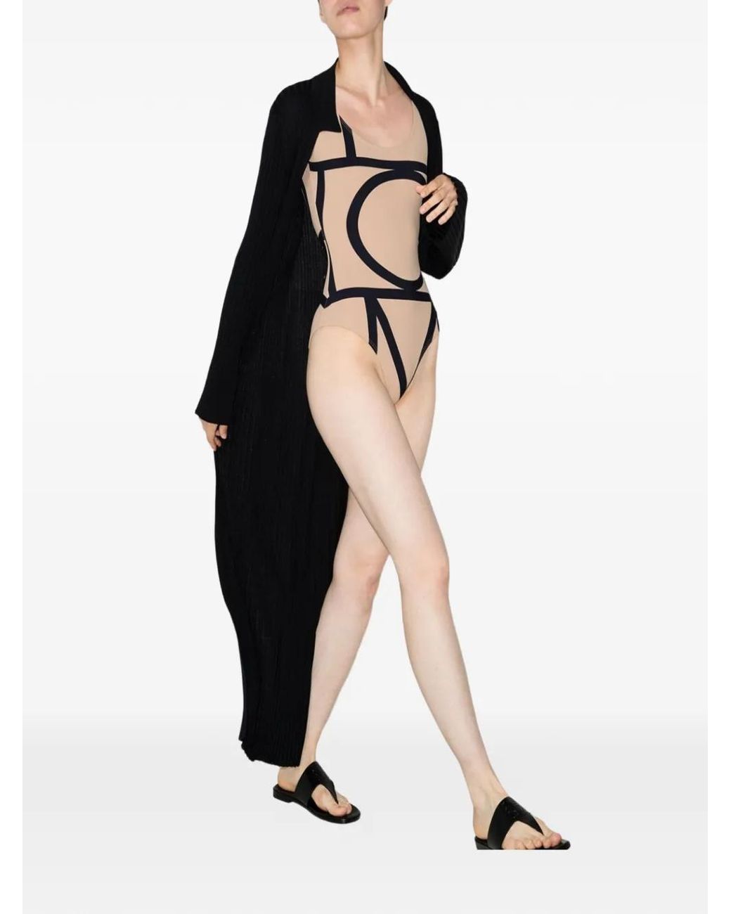 Totême Black Monogram Swimsuit
