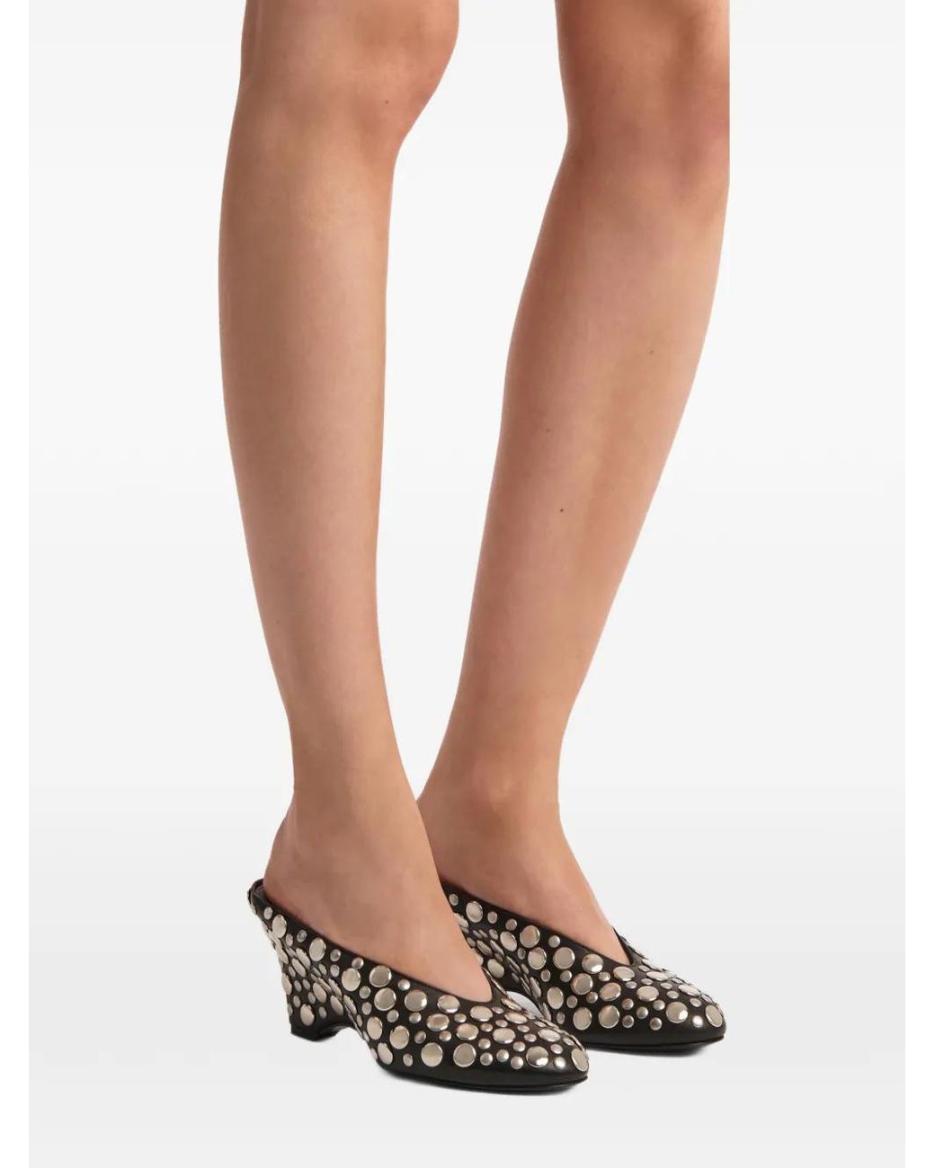 Khaite Black 70mm Metallic-studded Heeled Mules