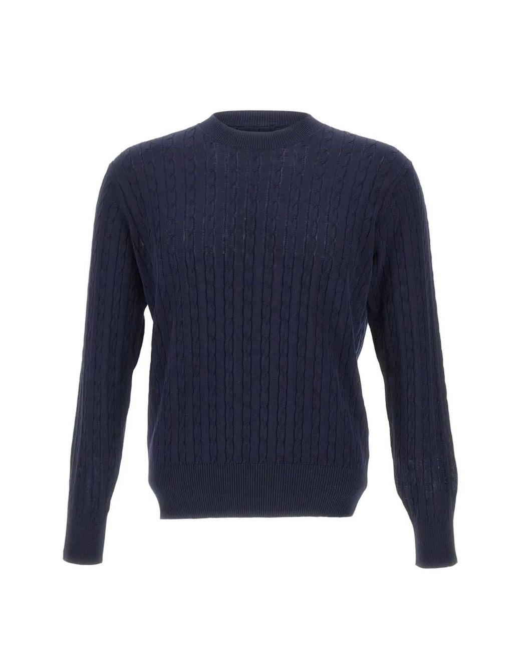 Kangra Blue Cable-Knit Crew-Neck Sweater for men