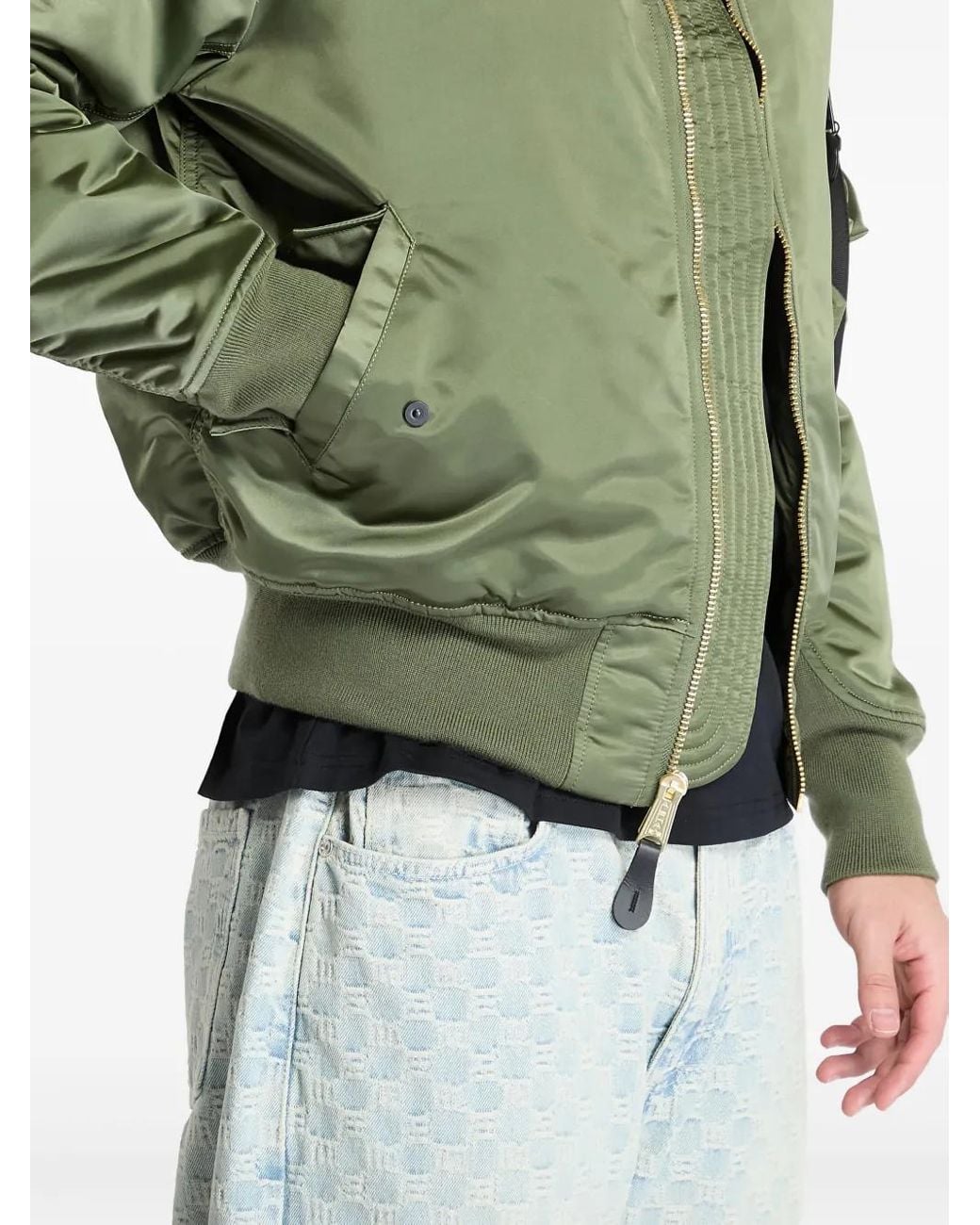 Alpha Industries Green Zip-Up Bomber Jacket for men