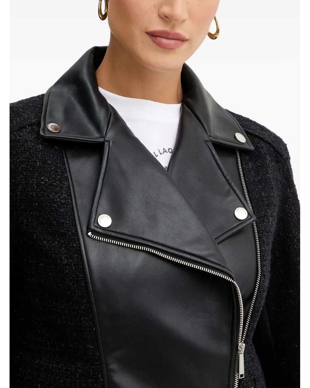 Karl Lagerfeld Black Zipped Logo-Plaque Jacket