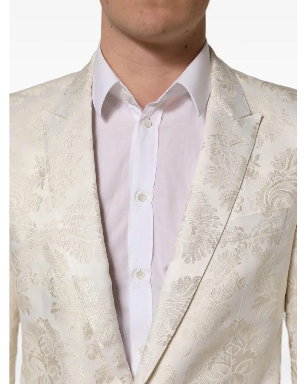 Dolce & Gabbana Natural Floral-Jacquard Single-Breasted Jacket for men